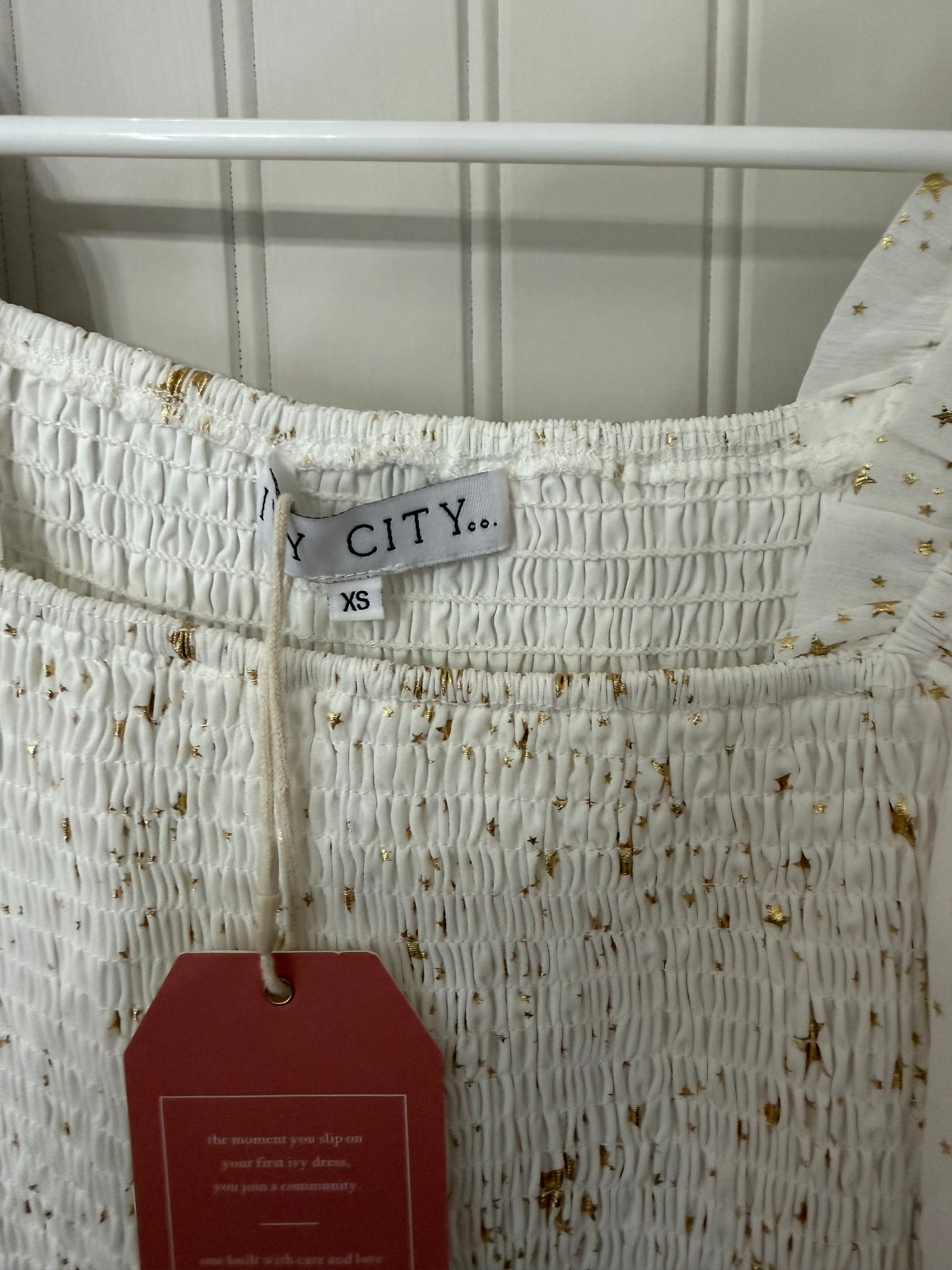 Ivy City Metallic Star Dress Women’s XS White NWT