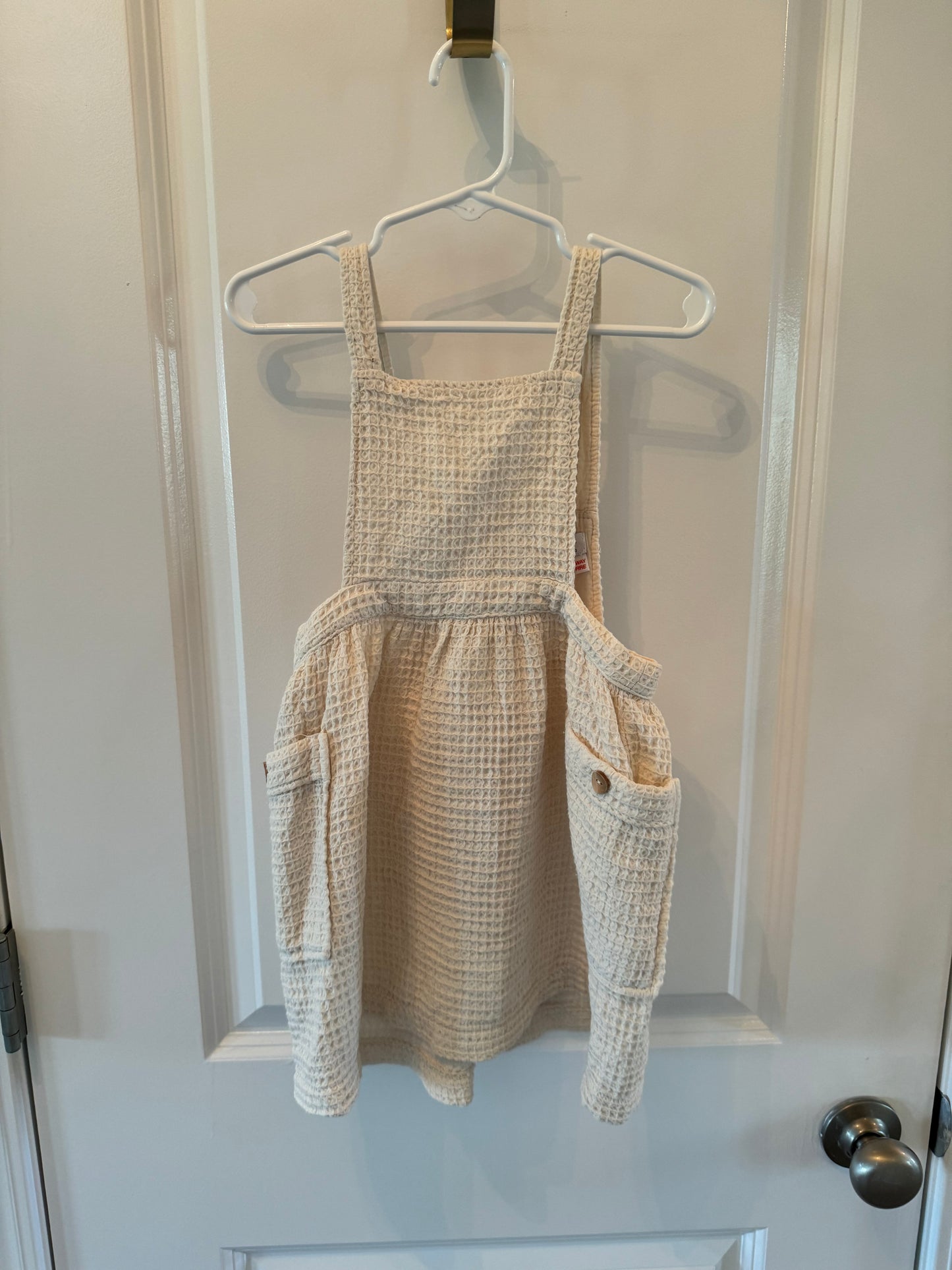 Zara Waffle Knit Overall Dress Toddler Girl Size 3-4 Years Cream