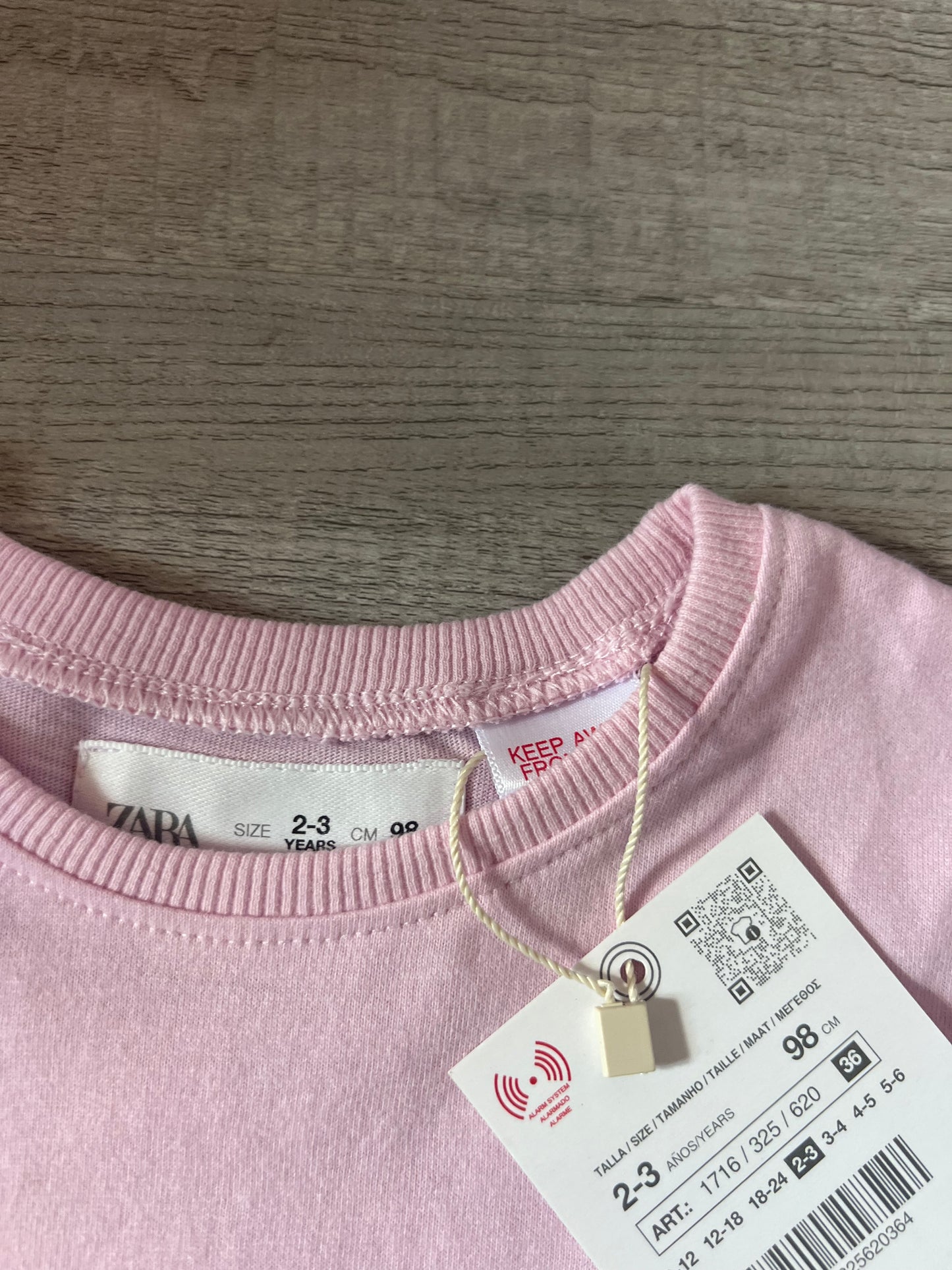 Zara Long Sleeve Crewneck Toddler Girl Size 2-3 Years Pink