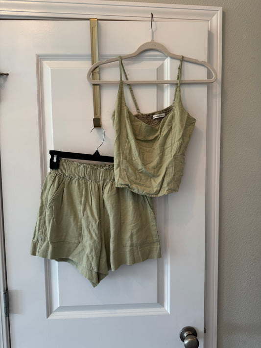 Abercrombie & Fitch Linen Blend Matching Set Women’s Small Sage Green