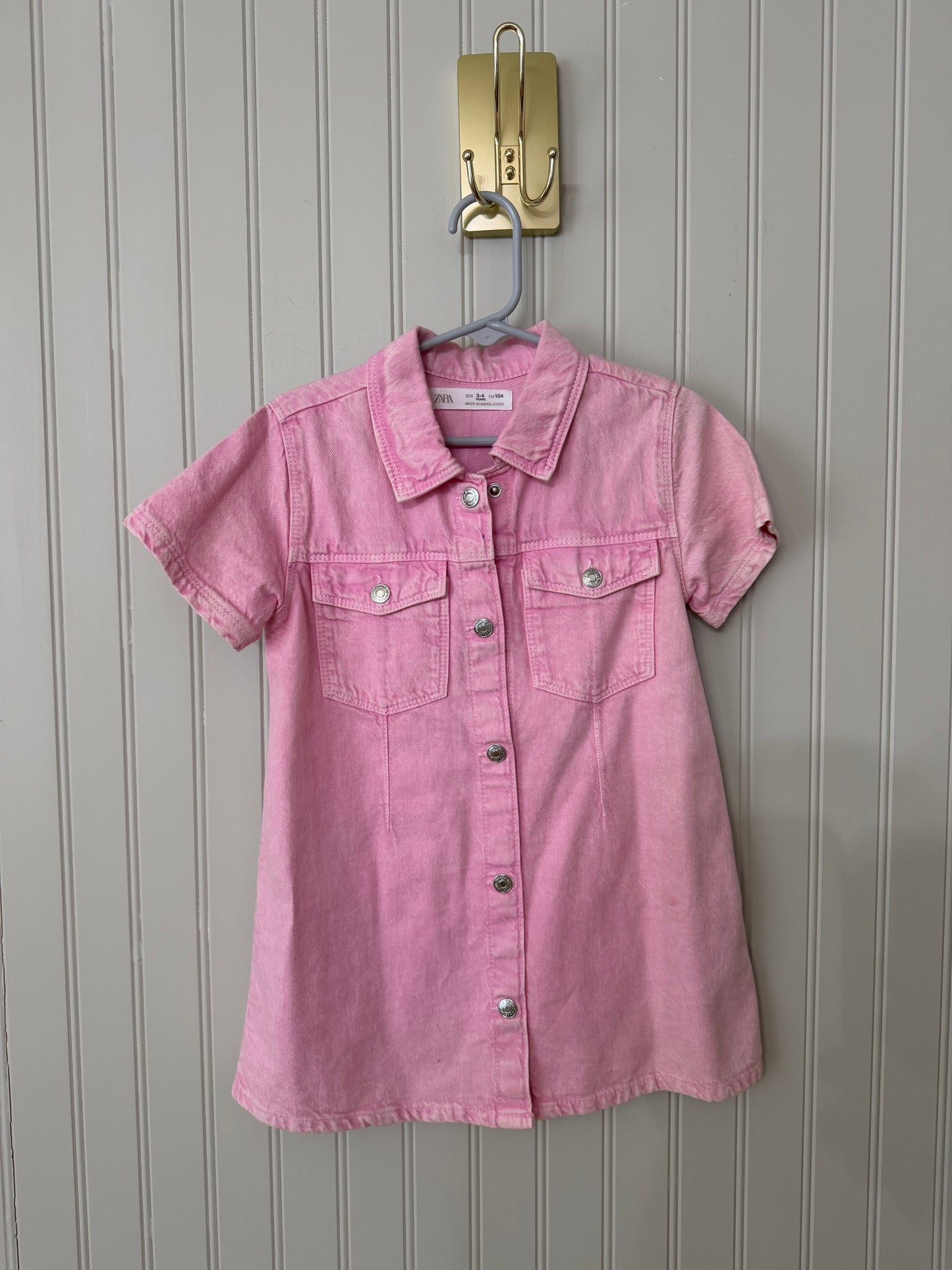 Zara Pink Denim Dress Toddler Size 3-4 Years