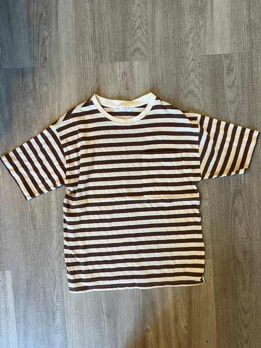 Zara Striped Short Sleeve Tee Youth Boy’s Size 11-12 Years Black/White