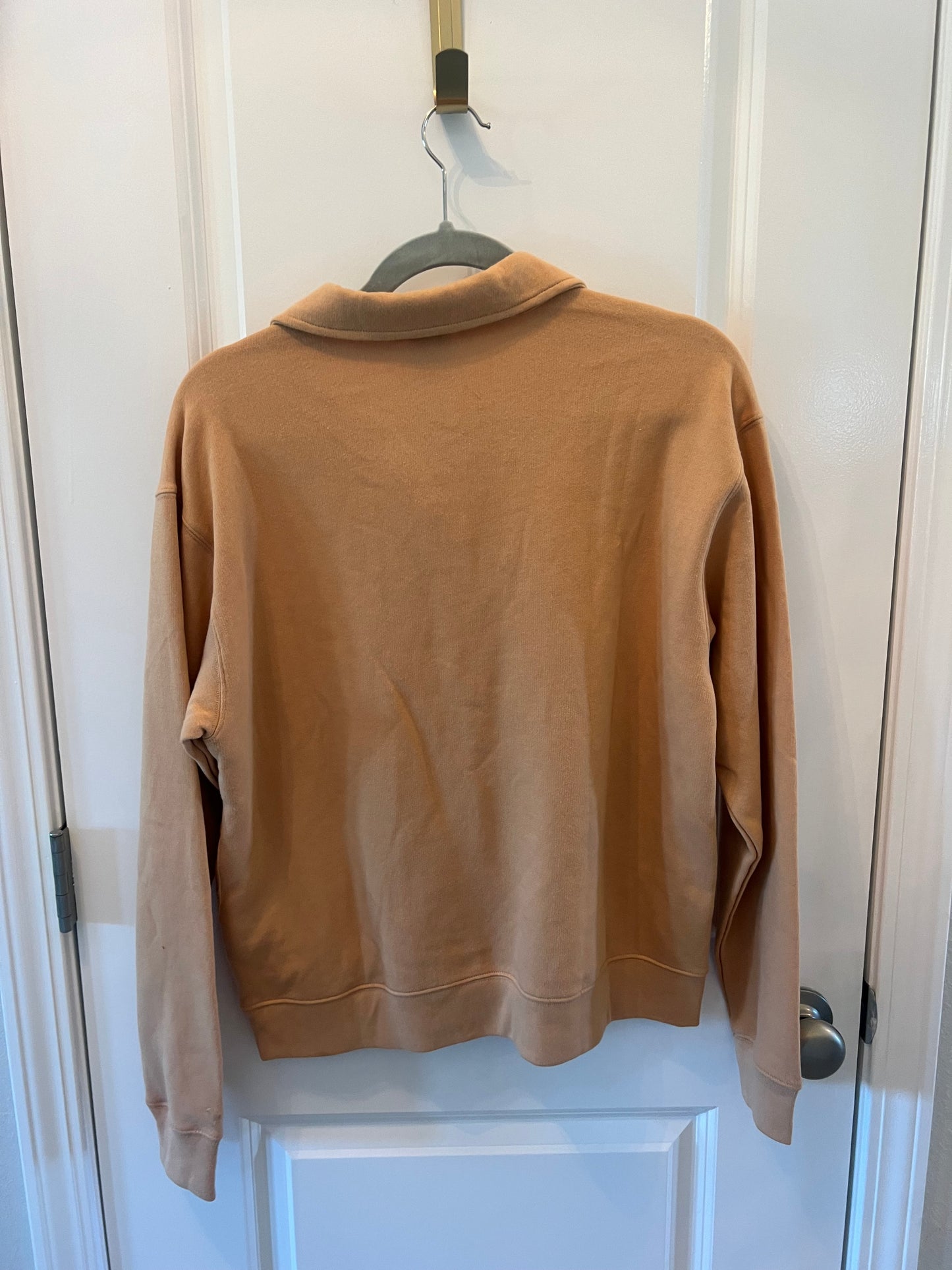 Relaxed Collar Henley Pullover Women’s Size Small Tan