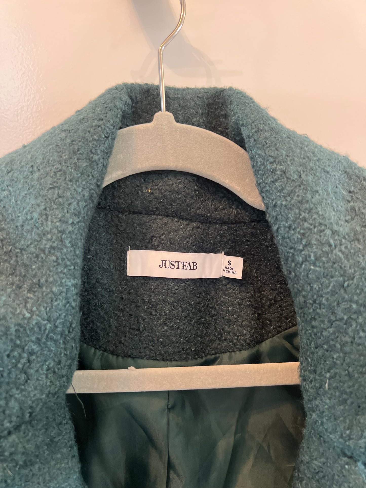 Just Fab Boucle Car Coat Women’s Size Small Hunter Green