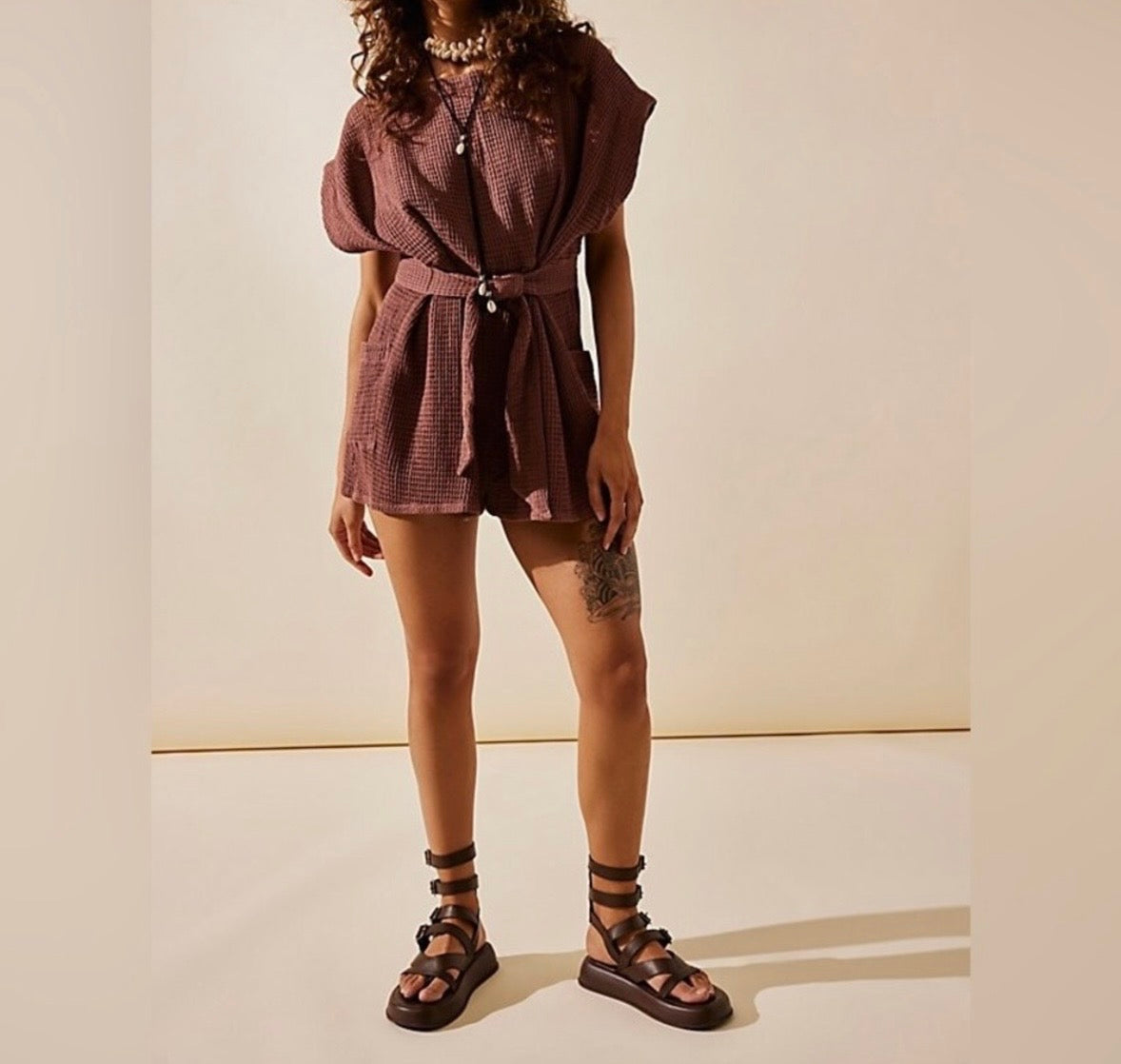 Free People Pull Me In Romper Women’s XS Brown