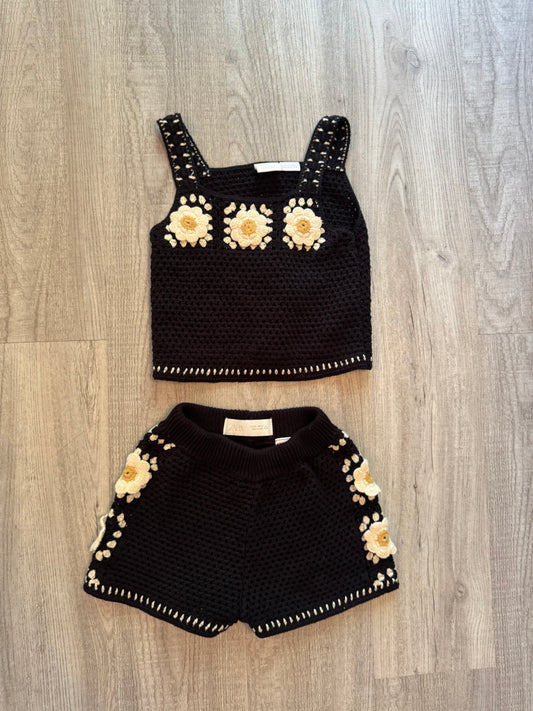 Zara Black Floral Matching Set Toddler Size 4