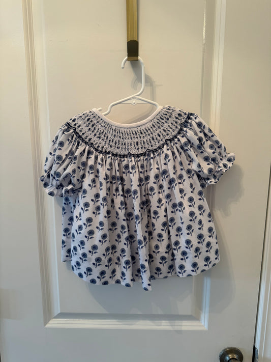 Floral Smock Dress w Bloomers Toddler Girl Size 3T White Navy