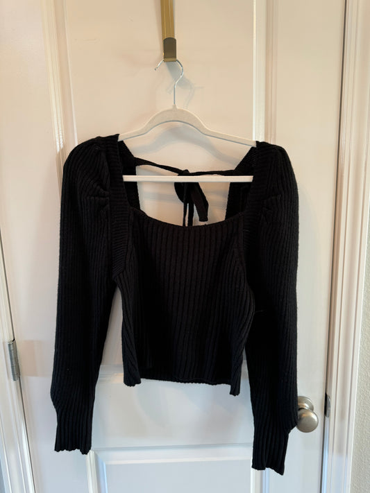 Entro Square Neck Knit Top Women’s Size Large Black