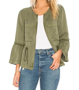 Anthropologie Sanctuary Military Frill Peplum Jacket Women’s Size Small Cadet