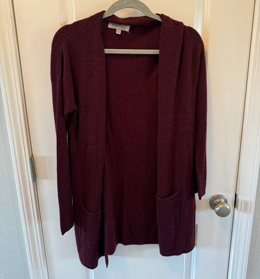 Philosophy Open Knit Cardigan Sweater Women’s Size Medium Burgundy