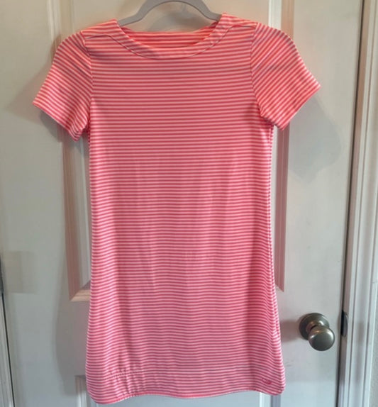 Vineyard Vines Sankaty Stripe TShirt Dress Girl’s Medium 10-12 Years Pink