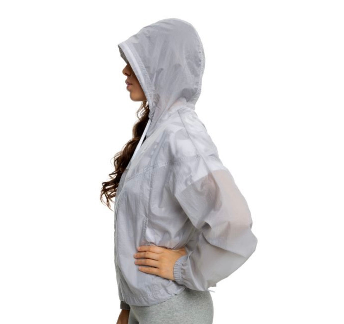 Nike Transparent Windrunner Full Zip Hooded Jacket Women’s Size Medium Summit White/Gunsmoke