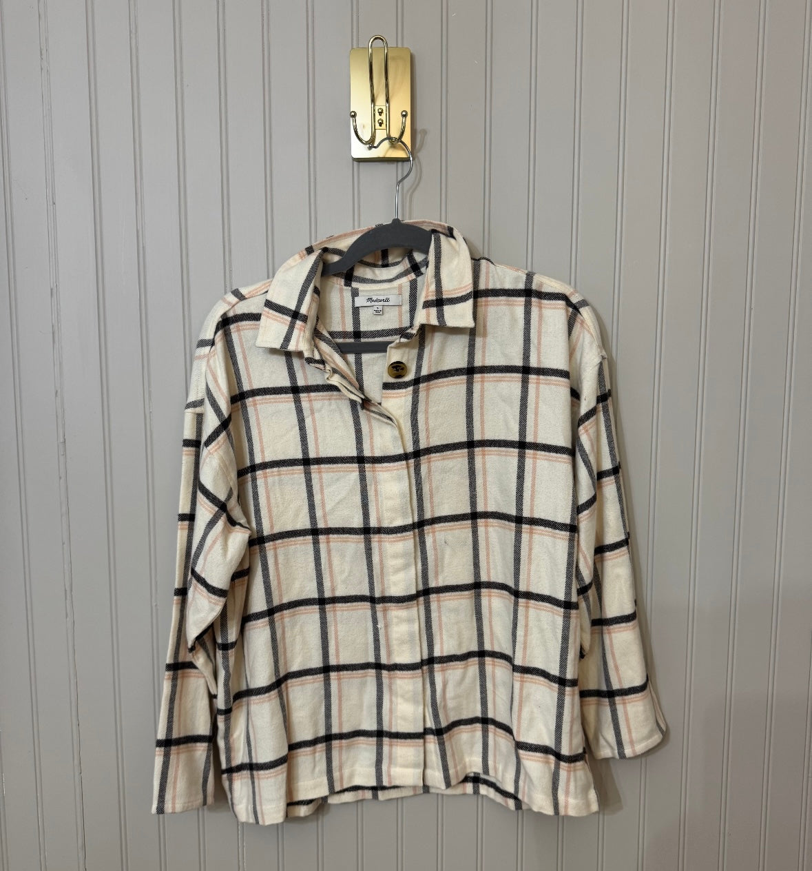 Madewell Plaid Flannel Top Women’s Small Cream