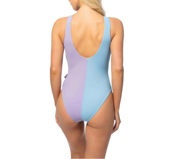 Magen Reaves x Apricot Lane Ribbed Color Block One Piece Women’s Size Large 12-14 Purple Blue