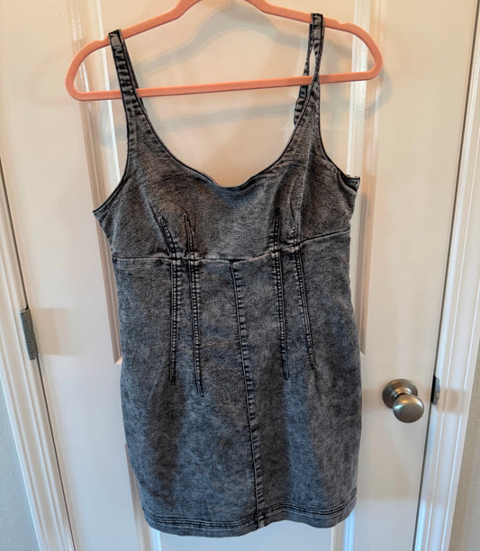 No Boundaries Denim Mini Dress Women’s Medium Acid Wash Black