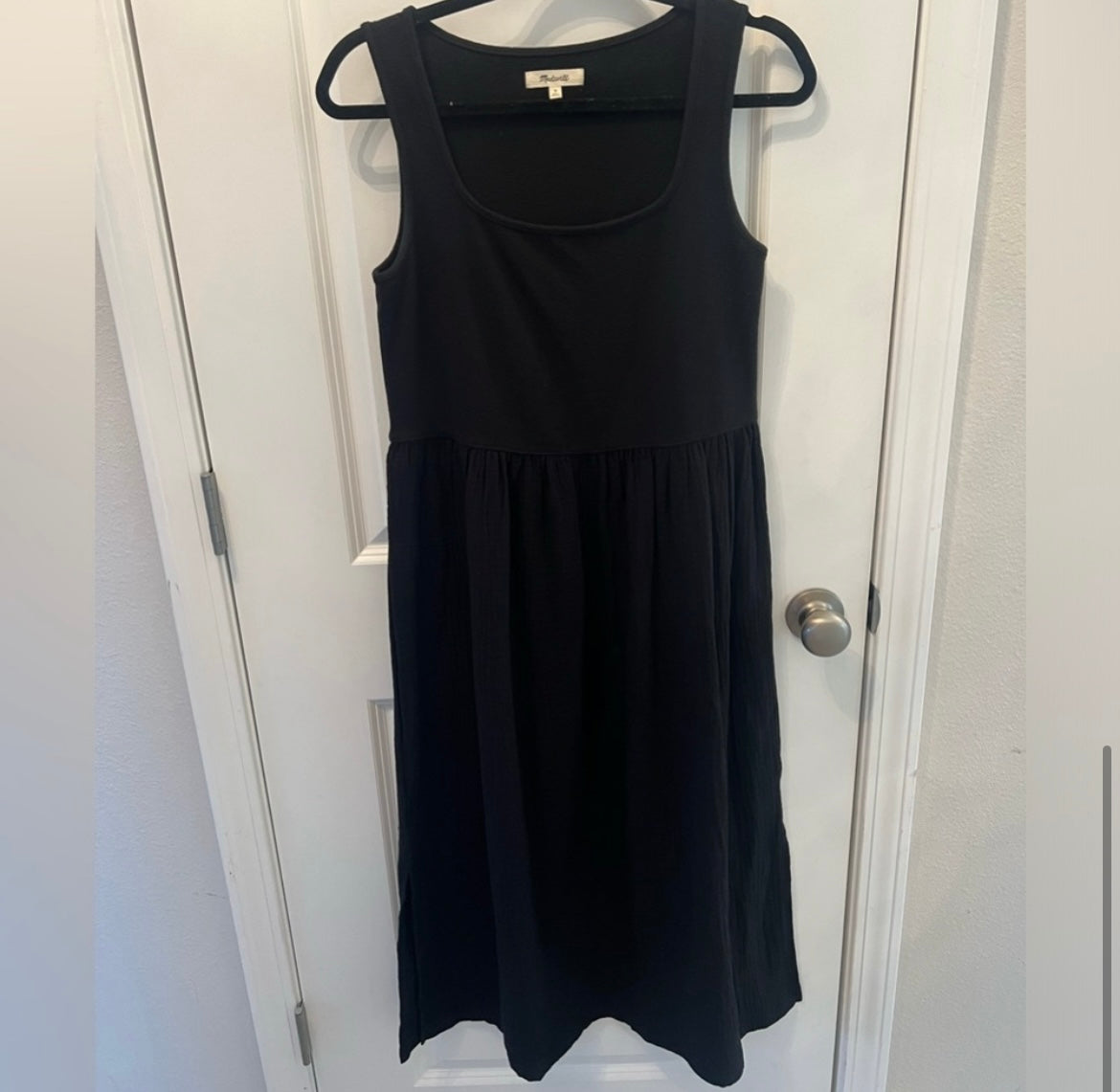 Madewell Scoop Neck Knit Sleeve Midi Dress Women’s Size Small Black