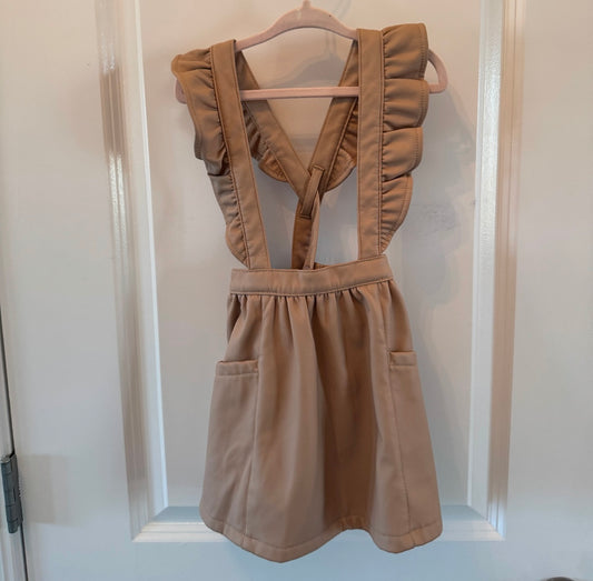 Pinafore w Ruffles Toddler Size 2T Tan