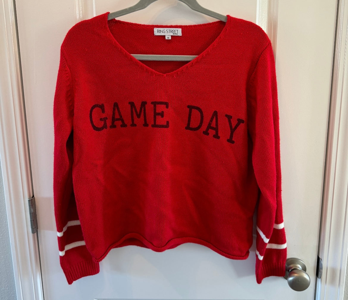 Game Day Varsity Knit Sweater Women’s Size Medium Red