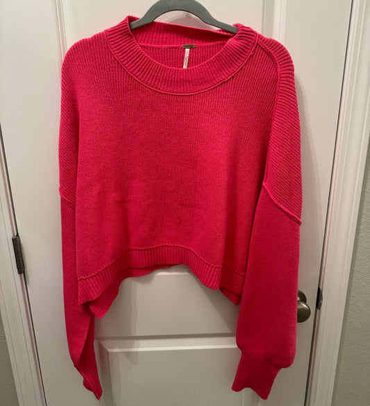 Free People Easy Street Sweater Women’s Medium Hot Pink