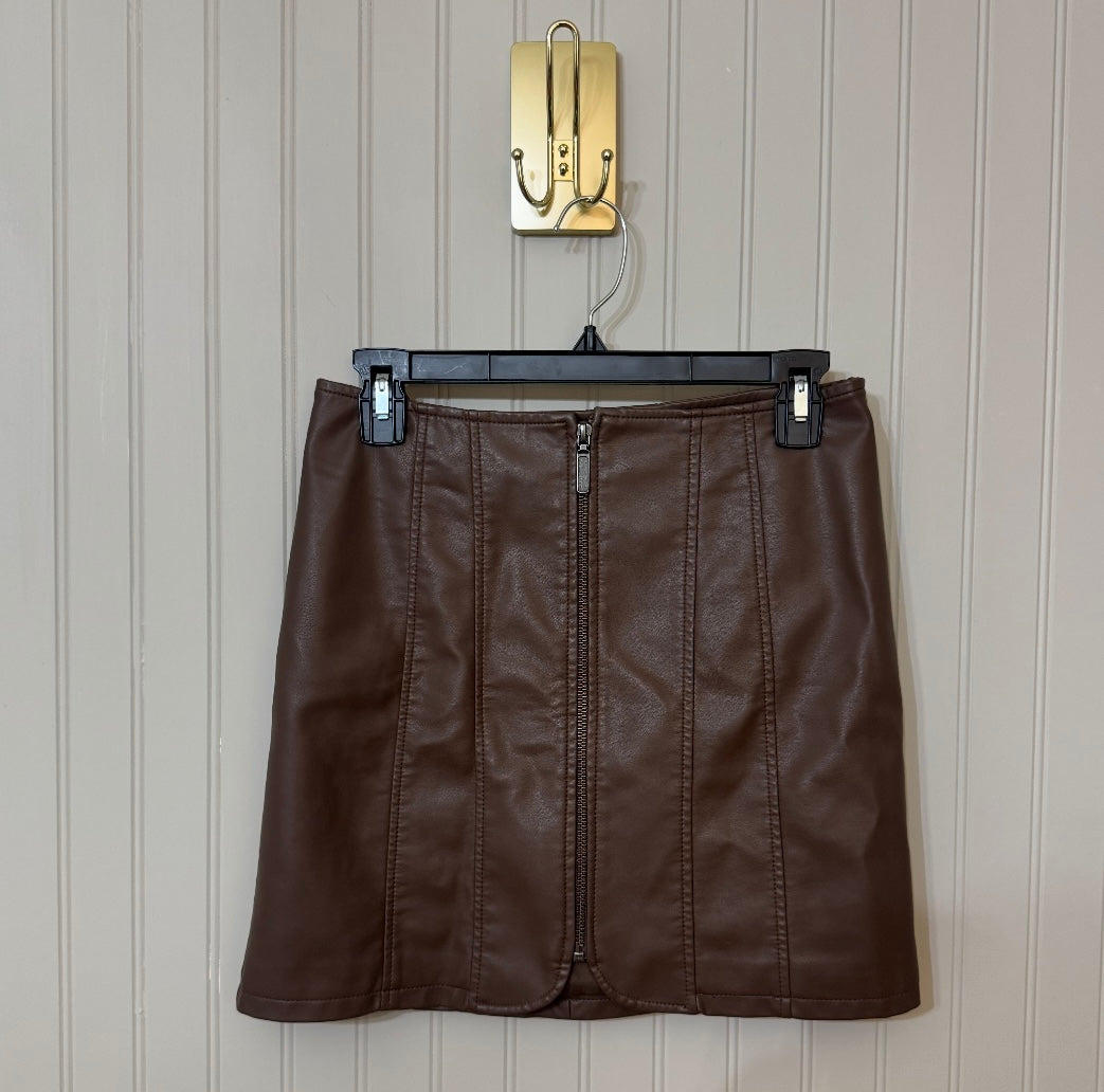 Free People Layla Faux Leather Skirt Women’s Size 2 Brown