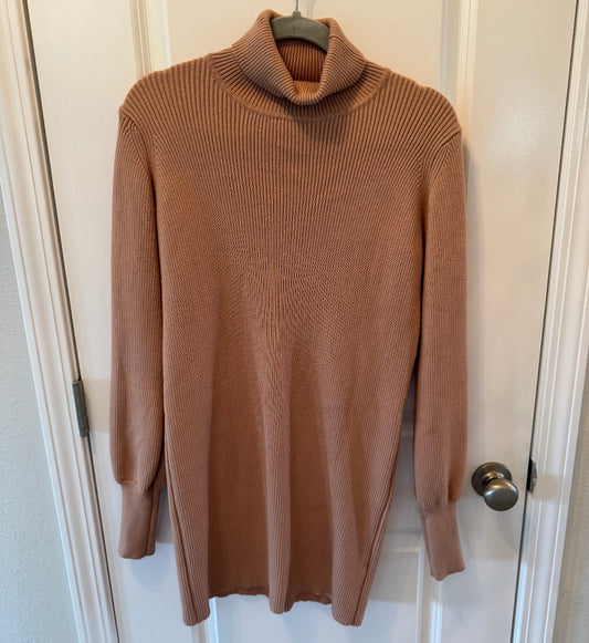 Ribbed Turtleneck Tunic Dress Women’s Size Large Mauve