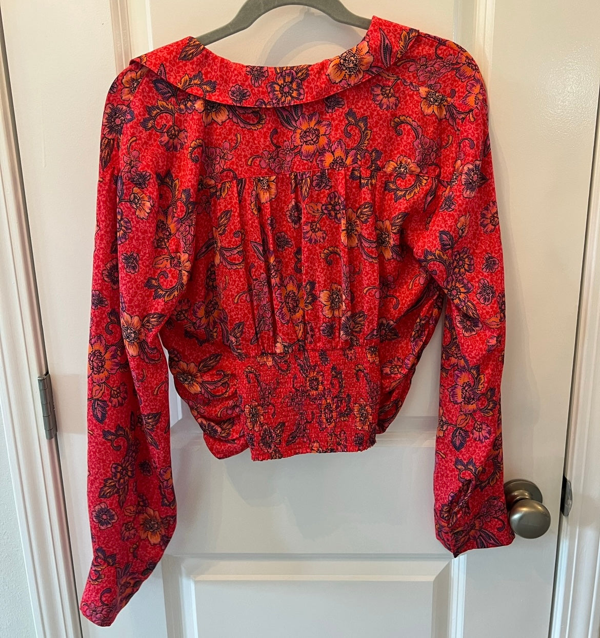 Free People I Got You Floral Cinch Front Top Women’s Size Medium Red