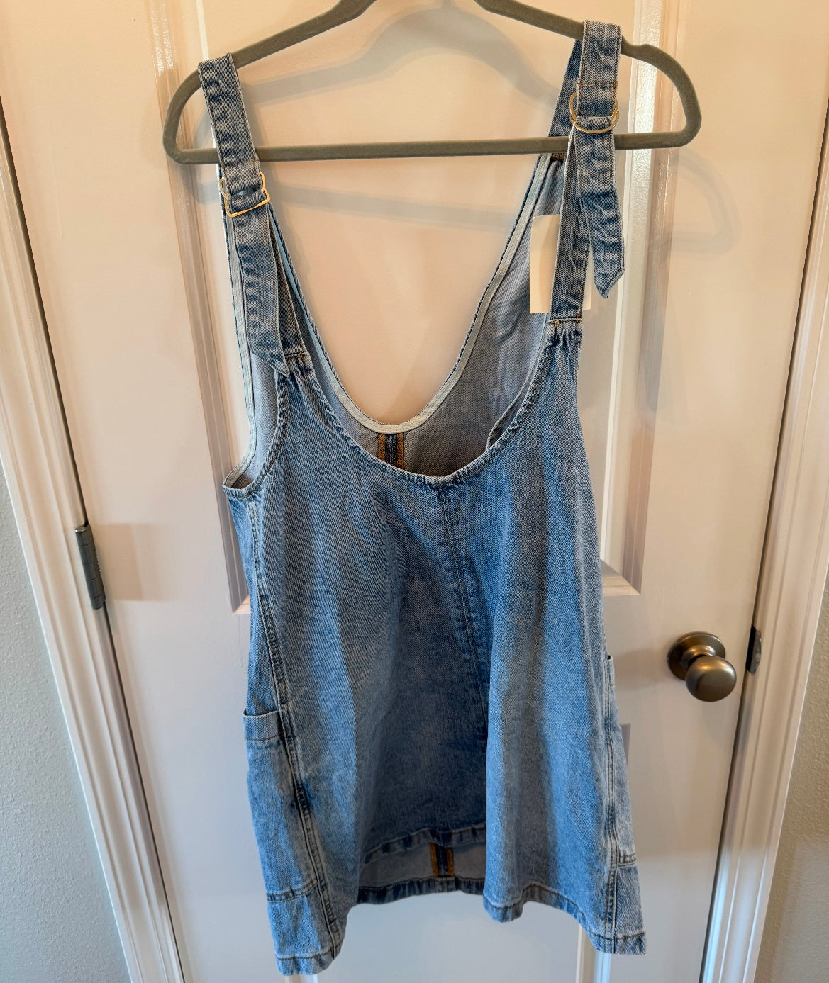 Denim Overalls Mini Dress Women’s Medium Mid Wash NWT