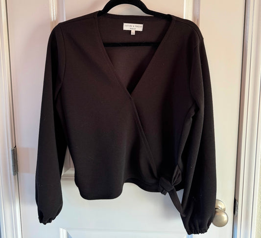 Madewell Texture & Thread Wrap Top Women’s Medium Black