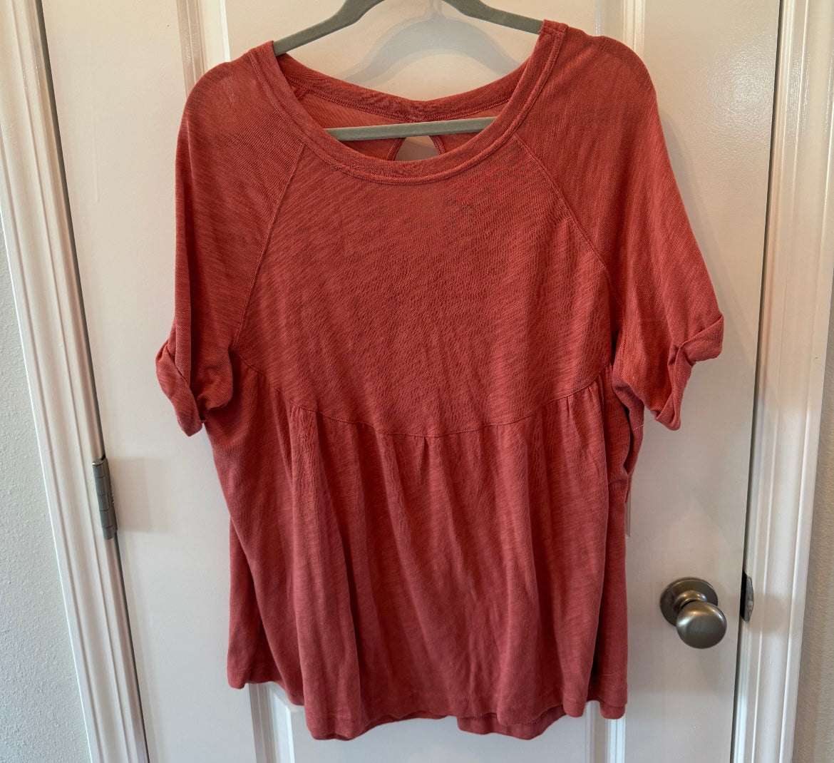 American Eagle Slub Baby Doll Top Short Sleeve Women’s Size Medium Rust