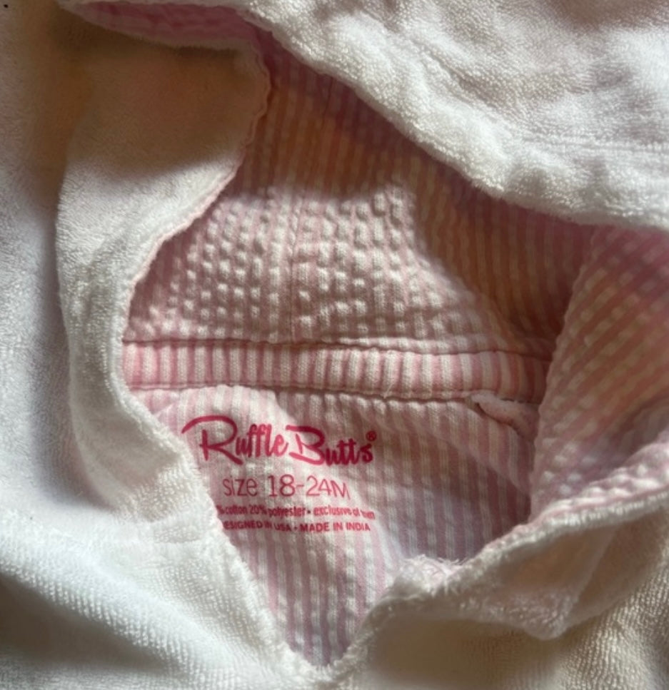 Ruffle Butts Swim Cover Up Baby Girl 18/24M White