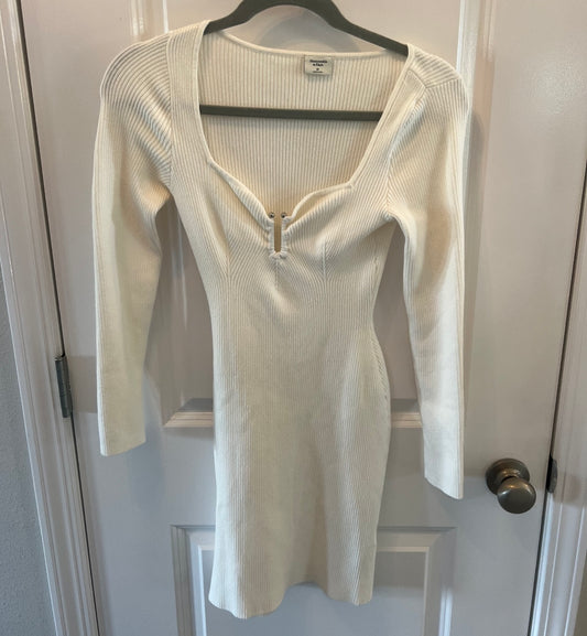 Abercrombie & Fitch Ribbed Long Sleeve Mini Dress Women’s Size Small White