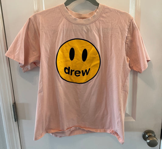Drew House Justin Bieber Smiley Short Sleeve Crewneck Tee Women’s Size Small Pink