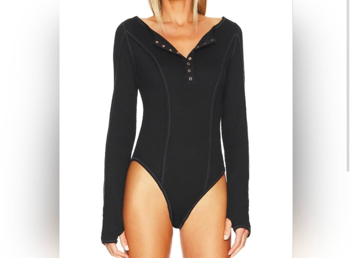 Free People Sloane Bodysuit Women’s Size XS Black