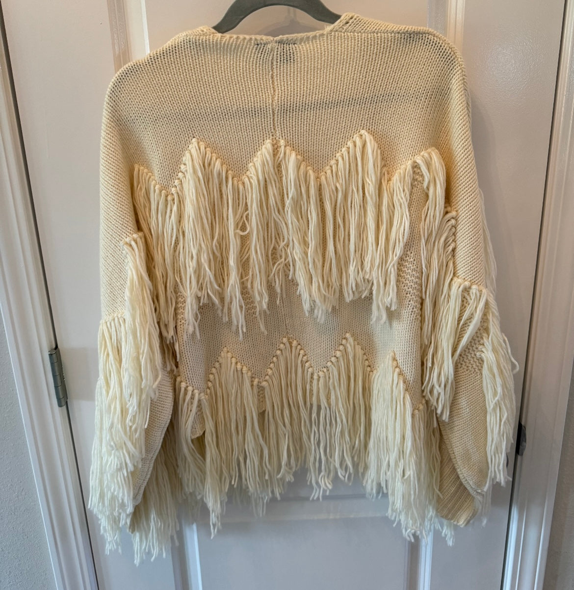 Vici Fringe Cardigan Sweater Women’s Size S/M Cream