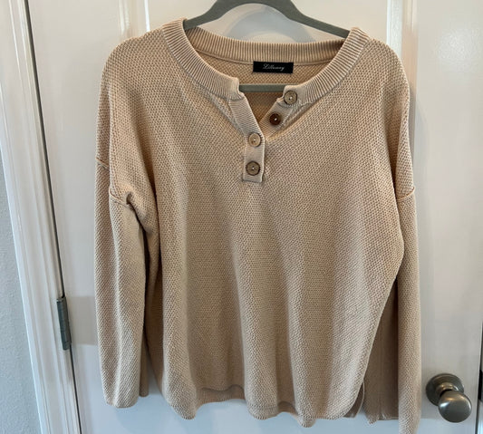 Knit Long Sleeve Henley Women’s Size Small Tan