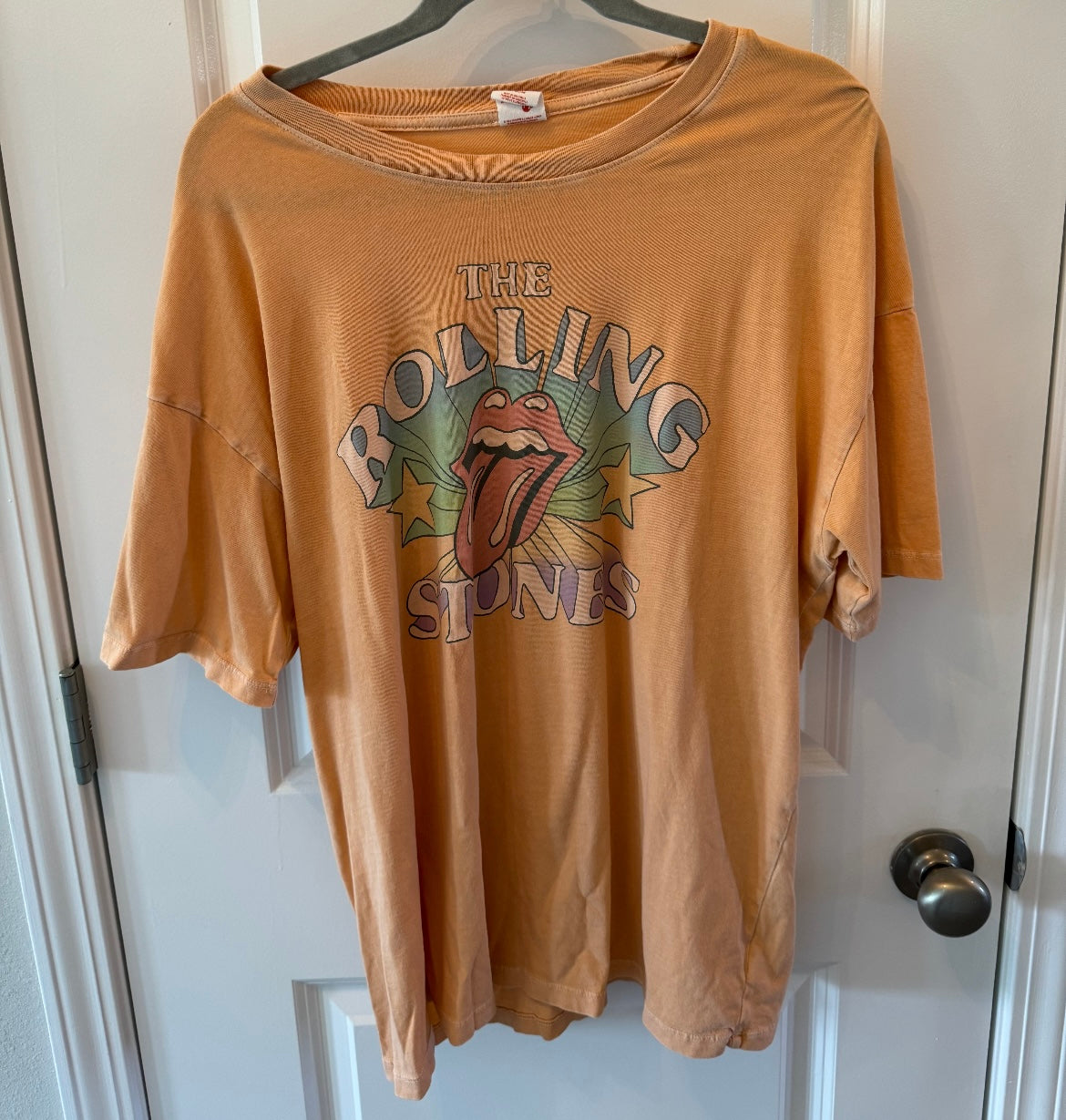 American Eagle The Rolling Stones Band Tee Short Sleeve Graphic Unisex Adult Size Medium Pastel Orange