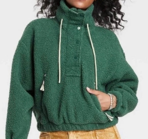 Universal Thread Sherpa Pullover Women’s Size Large Dark Green
