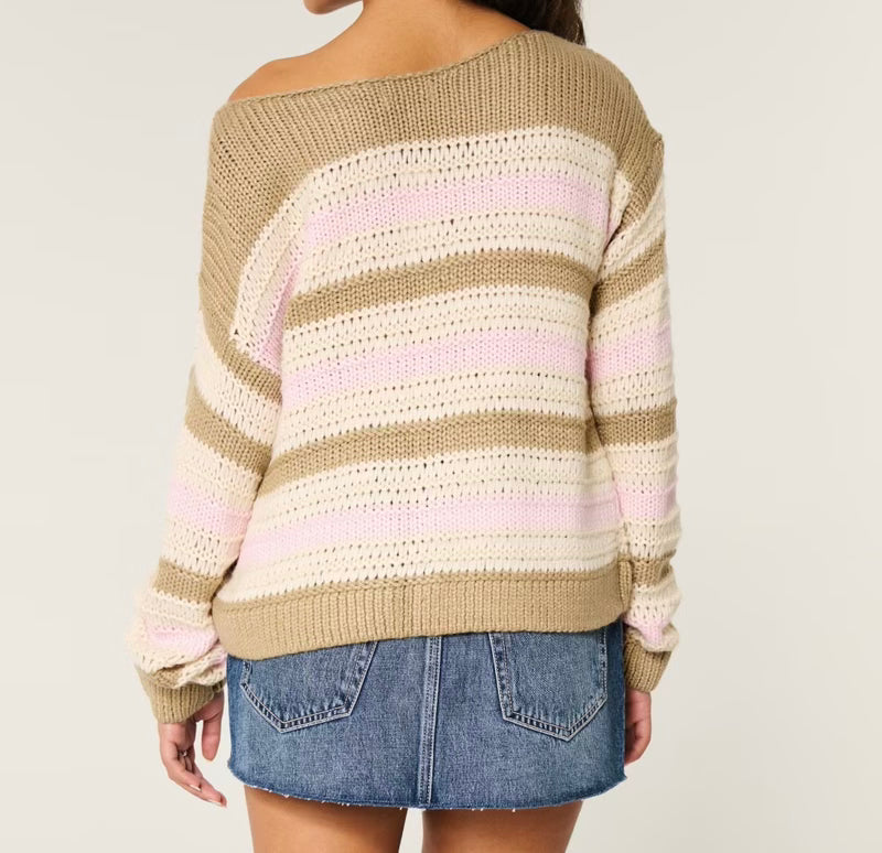 Hollister Slouchy Off-the-Shoulder Sweater Women’s Small NWT Brown