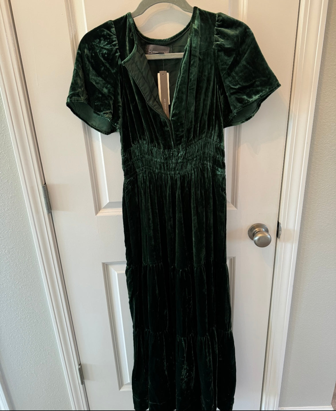 Anthropologie Somerset Velvet Dress Women’s Size XS Green