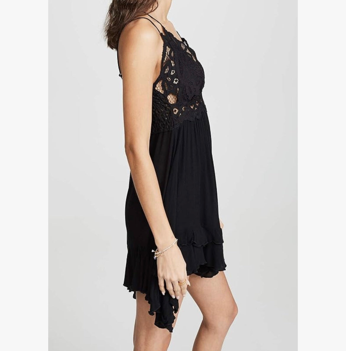 Free People Adella Lace Slip Dress Women's Size XS Black