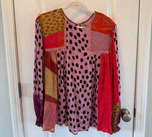 Anthropologie Bl-nk Miranda Peasant Blouse Women’s Large Pink