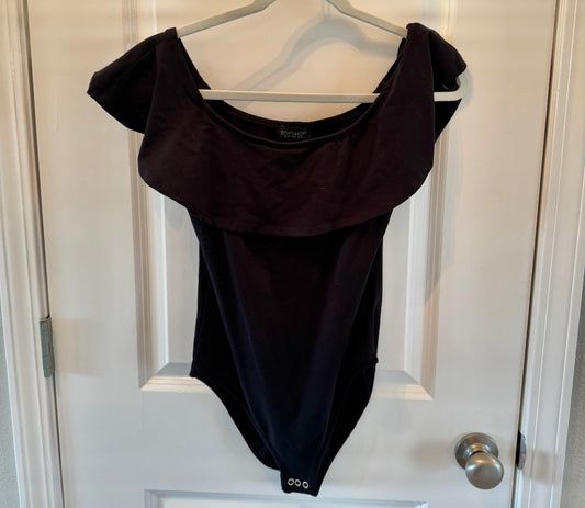 Topshop Ruffle Bodysuit Women’s Size 8 Black