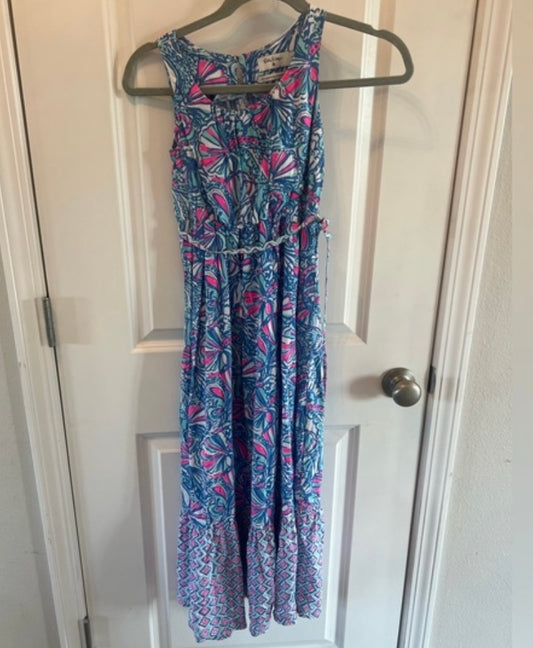Lilly Pulitzer Sleeveless Floral Maxi Dress Jr’s Size Medium Blue