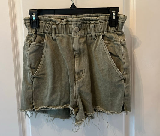 Miou Muse Washed Wide Band Shorts Women’s Size Small Olive