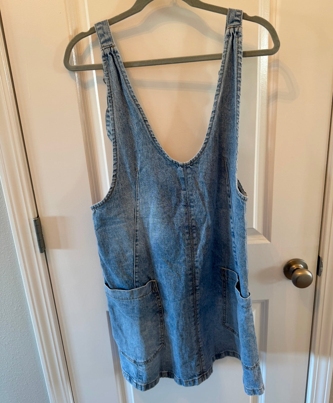 Denim Overalls Mini Dress Women’s Medium Mid Wash NWT