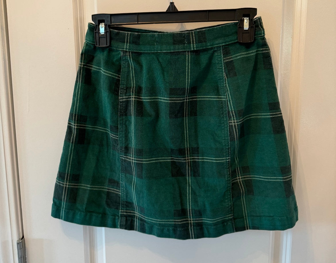 BDG Urban Outfitters Button Front Plaid Skirt Women’s Size Small Dark Green