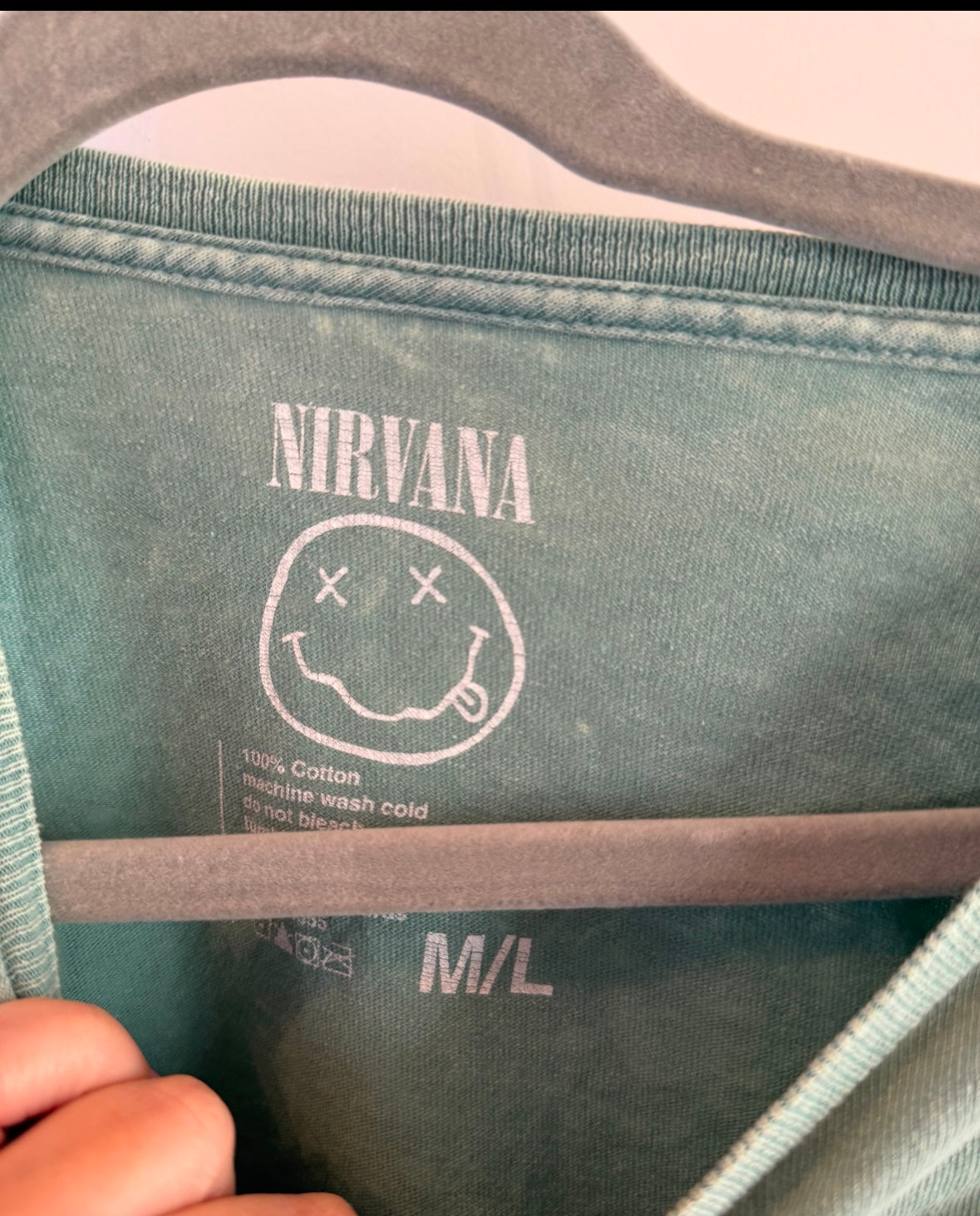 Nirvana Band Tee Women’s Size M/L Sage Green