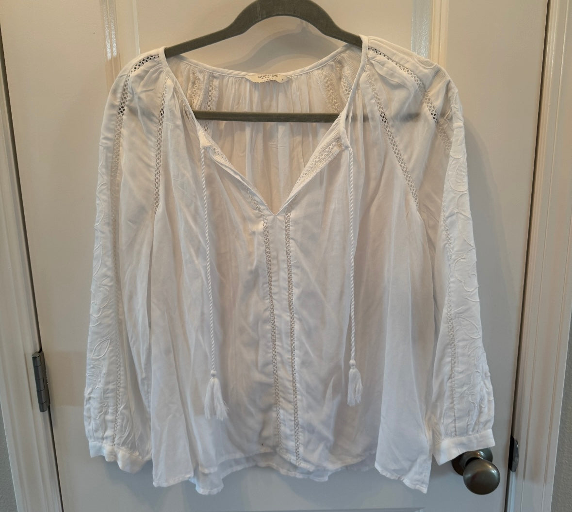 Lucky Brand Peasant Top Women’s Medium White NWT