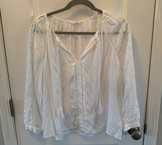 Lucky Brand Peasant Top Women’s Medium White NWT