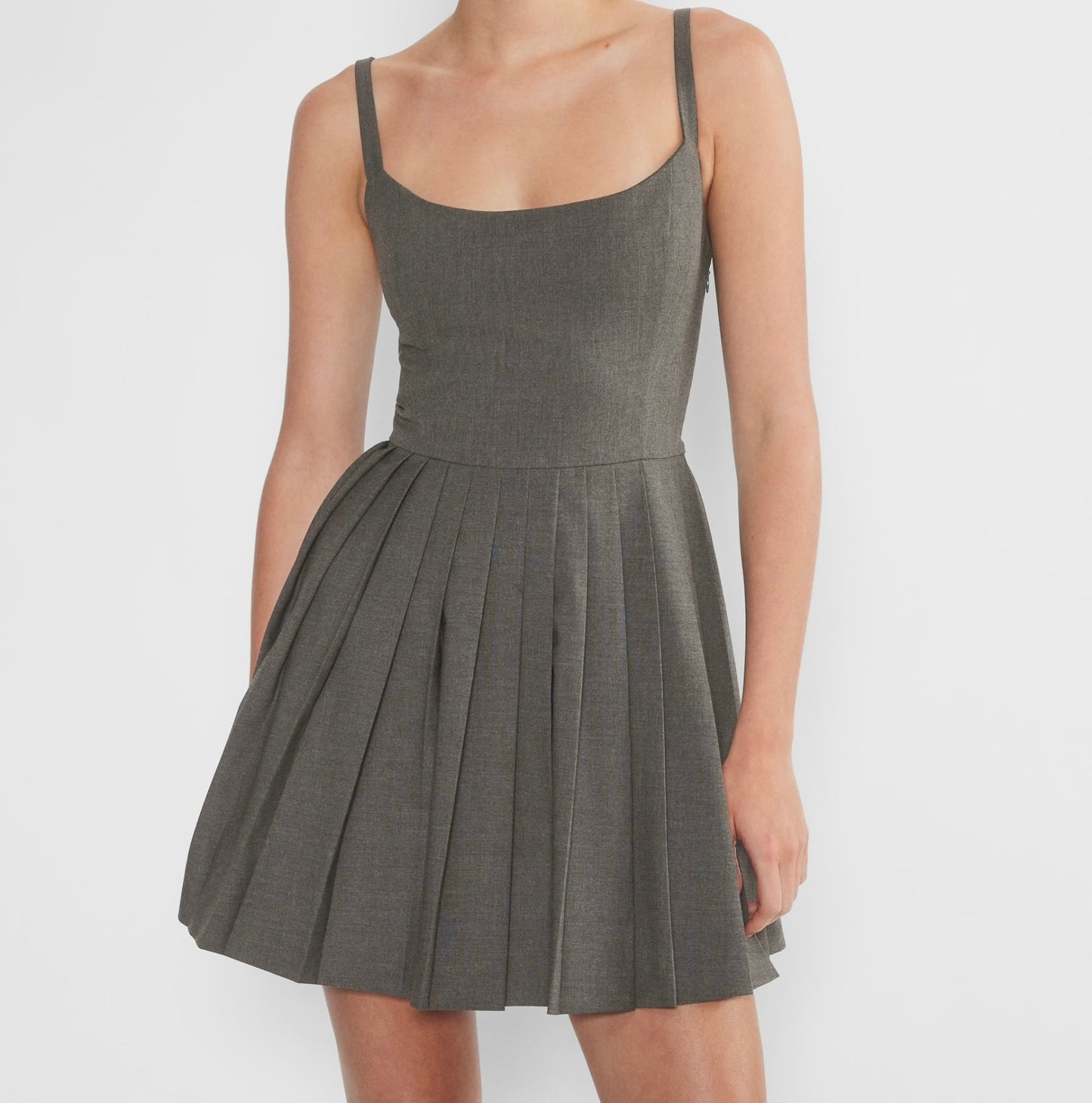 Aritzia Sunday Best Trix Bustier Mini Dress w Pleats Women’s Size 00 Heather Charcoal